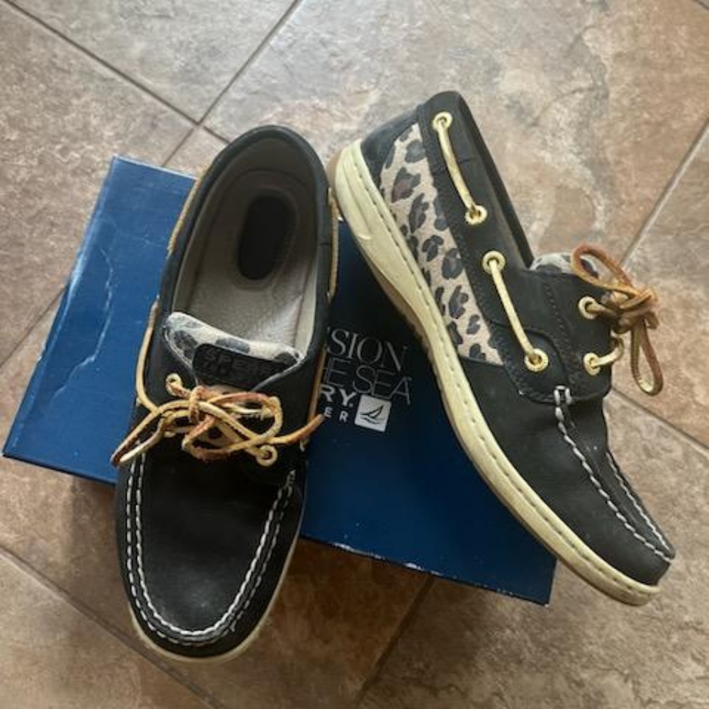 Black Leopard Sperry
